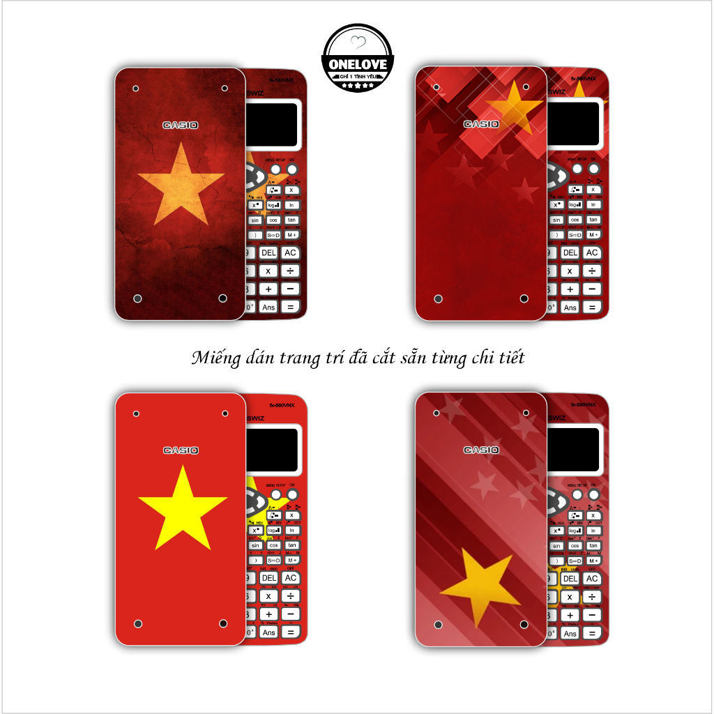 MIếng dán skin mẫu Lá Cờ cho máy tính bỏ túi Casio FX 580VNX ,  FX 570VN Plus , FX 570 ES , FX 880 B