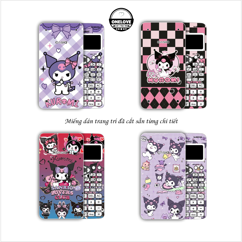 MIếng dán skin mẫu Kuromi cho máy tính bỏ túi Casio FX 580VNX ,  FX 570VN Plus , FX 570 ES , FX 880 