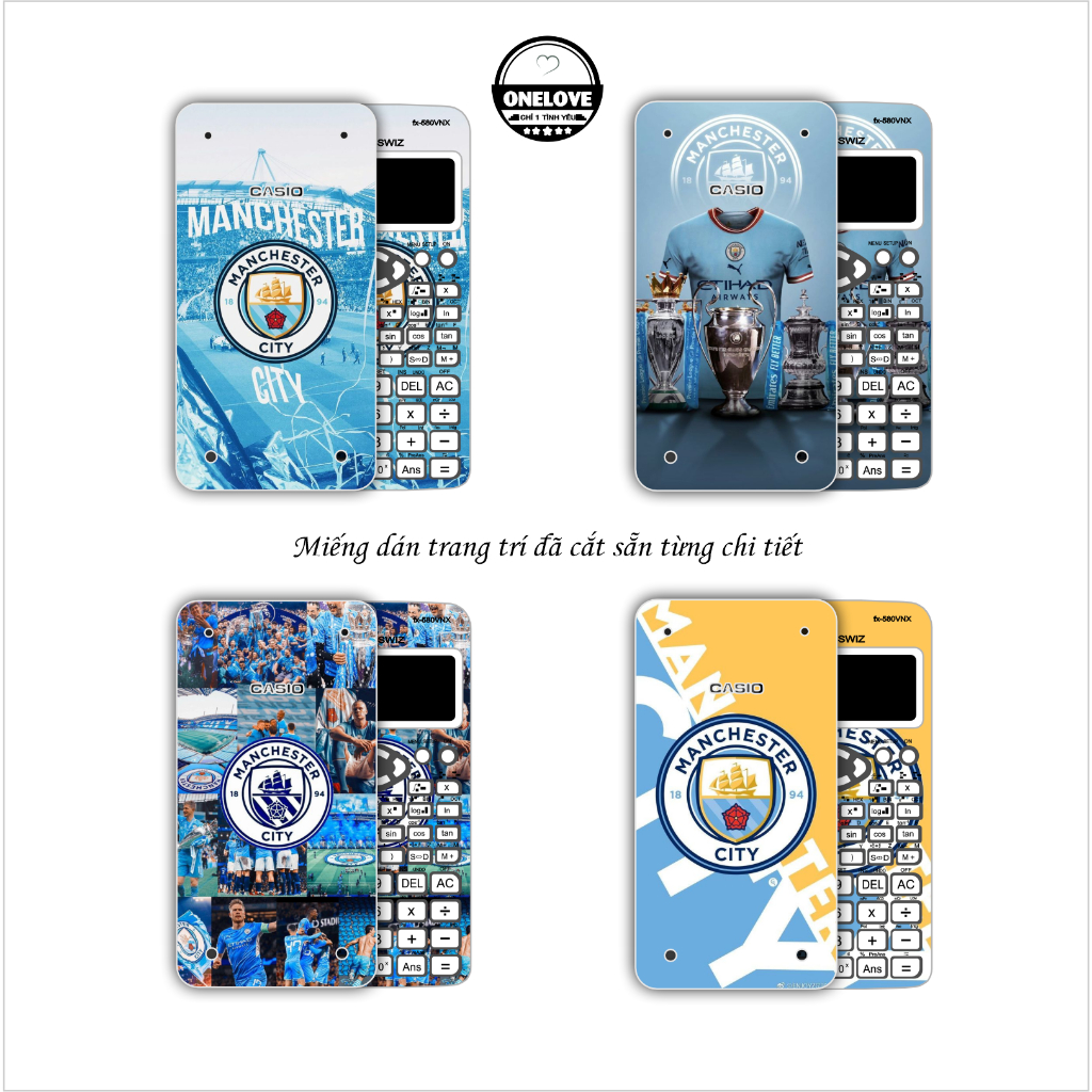 Miếng dán skin mẫu Manchester City MC cho máy tính bỏ túi Casio FX 580VNX ,  FX 570VN Plus , FX 570 