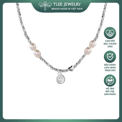 Dây chuyền bạc nữ TLEE hạt bạc vỡ mix trai nước ngọt và charm mặt cười xinh xắn TLEE JEWELRY D0323