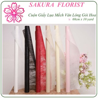 Cuộn Giấy Mếch Mỏng Gói Hoa KT 60cm x10Y, Cuộn Giấy Nến Lót, Không Thấm Nước, Phụ Kiện Hoa Sakura