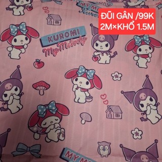 Vải đũi gân hoạt hình , khổ 1m5 .