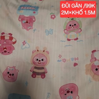 Vải đũi gân hoạt hình , khổ 1m5 .