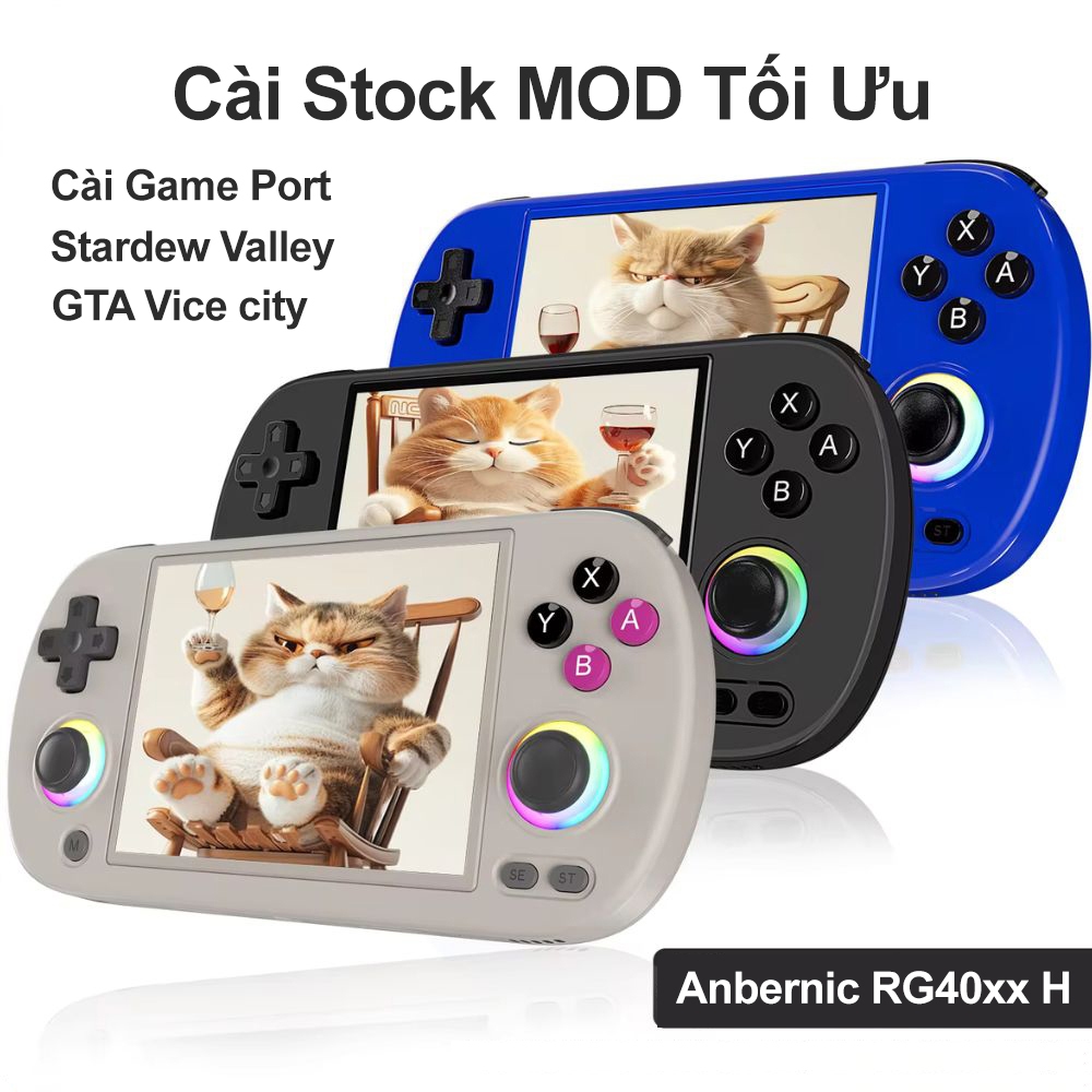 Anbernic Rg40xx h, máy chơi game cầm tay 4inch cấu hình tốt joystick có led đẹp