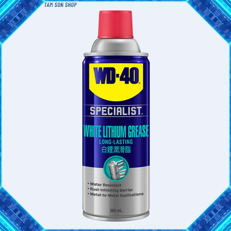 Chai xịt mỡ bò nước WD-40 White Lithium Grease bôi trơn và bảo vệ kim loại, đa dụng