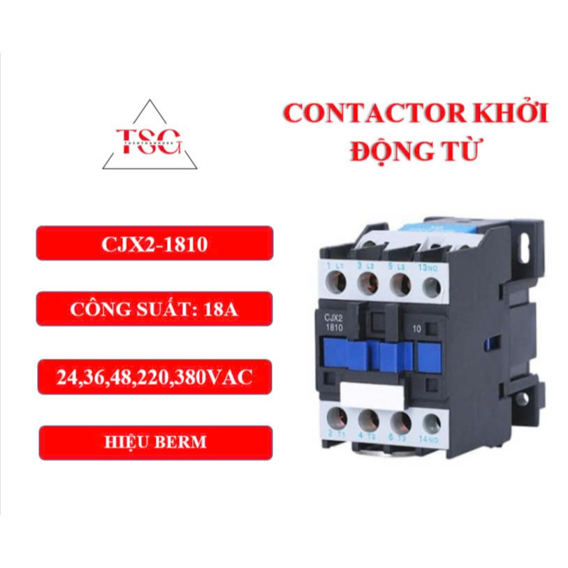 [LOẠI TỐT] Contactor Khởi Động Từ 18A - CJX2-1810 Hiệu BERM