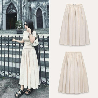Chân Váy Xòe Dáng Dài Kaki Màu Be[ZARA AUTHENTIC]