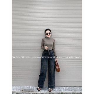 Quần jean suông đậm kèm đai 95cm