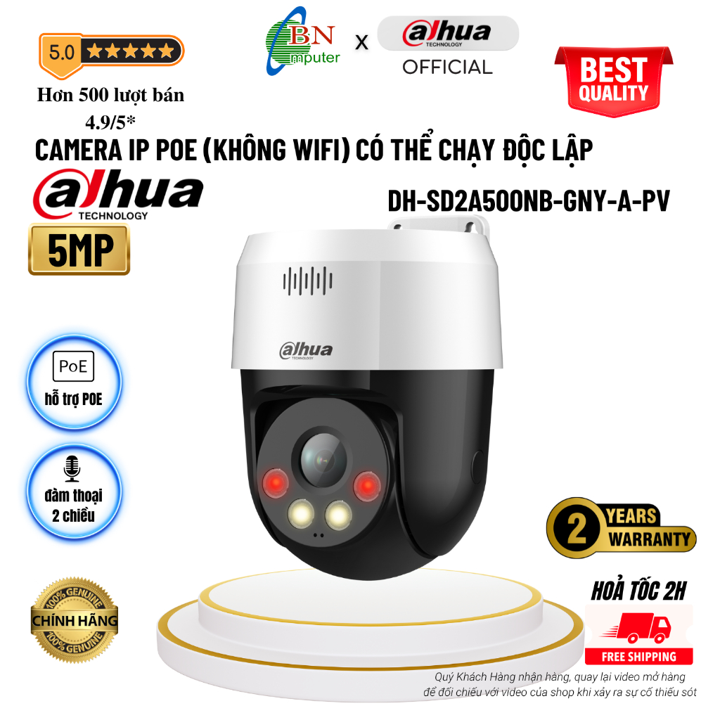 Camera IP PTZ Dahua DH-SD2A500NB-GNY-A-PV 5MP, bảo hành 24 tháng