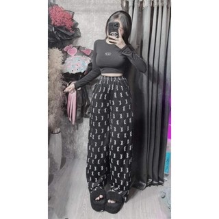 Set Áo Thun CropTop Quần Suông Chữ