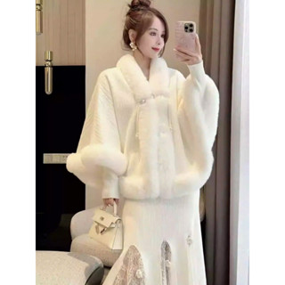   Hàng Mới    Ảnh Thật Áo Khoác Áo Choàng Lông Cừu Mùa Đông Màu Trắng Kem Kèm Ảnh Thật Tại Shop mã 694 