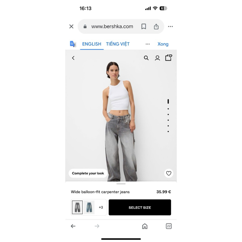 Bershka ballon cargo jeans xuất dư