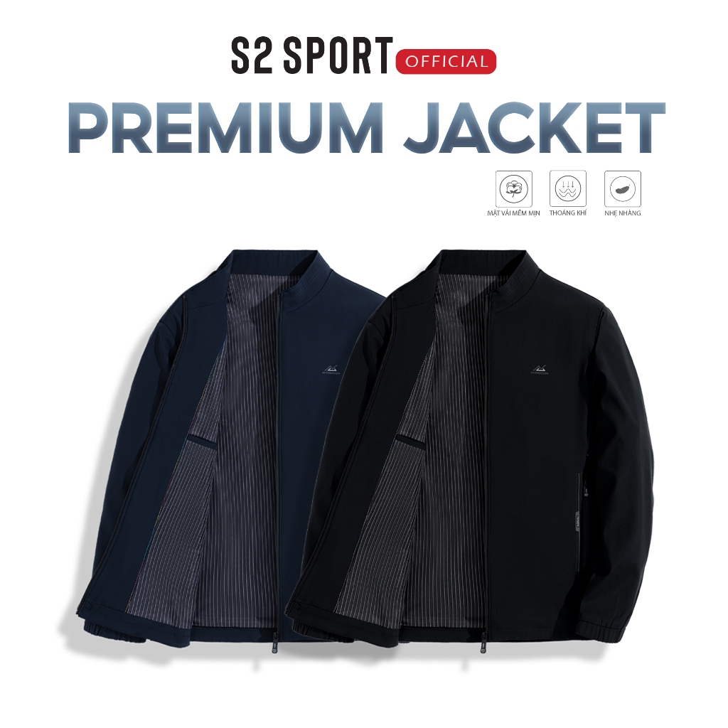 Áo khoác gió S2 SPORT cao cấp áo jacket nam 2 lớp giữ nhiệt cản gió, ngăn tia UV - AG01