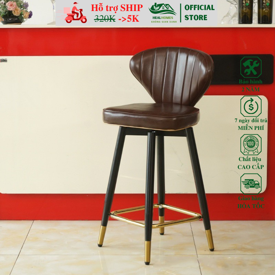 Ghế bar chân cao, ghế quầy bar, Ghế makeup, ghế ngồi bàn thu ngân hàng nhập khâu cao cấp