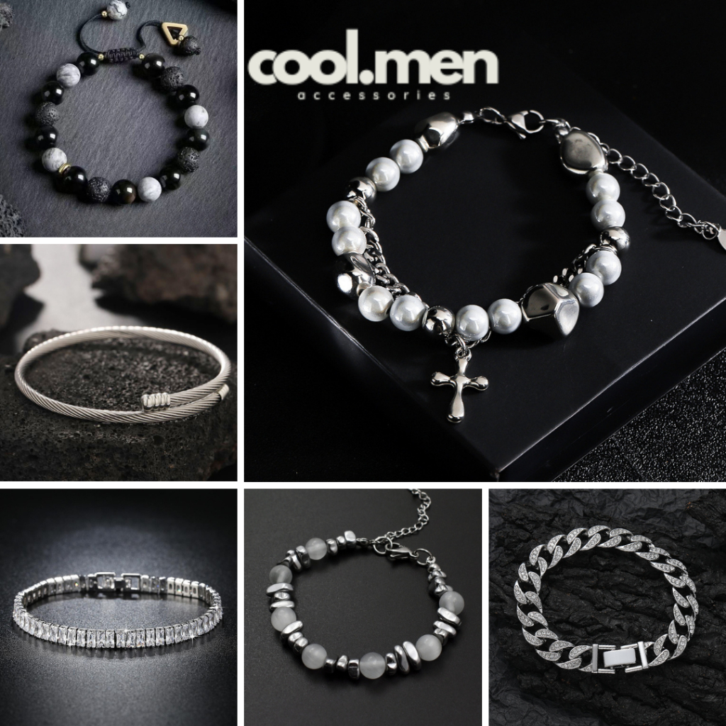 Lắc Tay Nam Thép Titan Coolmen Vòng Tay Chuỗi Hạt Đá Dây Dệt Độc Đáo Cá Tính Unisex Phụ Kiện Phong Cách Hàn Quốc