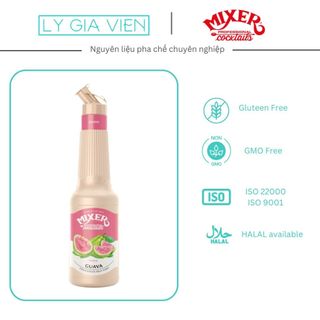 Sốt Trái Cây Ổi Hồng Cô Đặc Mixer Pink Guava Puree Chai 1000ml Nguyên Liệu Pha Chế Trà Trái Cây