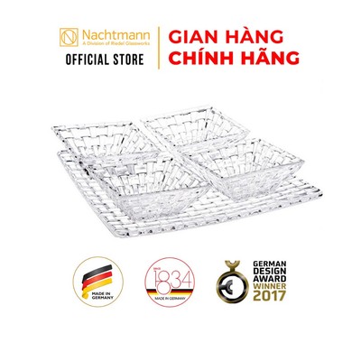 Bộ đĩa & khay pha lê Nachtmann Bossa Nova 5 món, chính hãng Đức, an toàn cho sức khỏe, sang trọng, chống xước.