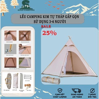  Lều Dã Ngoại Kim Tự Tháp 4 người +Tặng thảm cách nhiệt 2m5 Lều camping gấp gọn Lều cắm trại thu gọn 