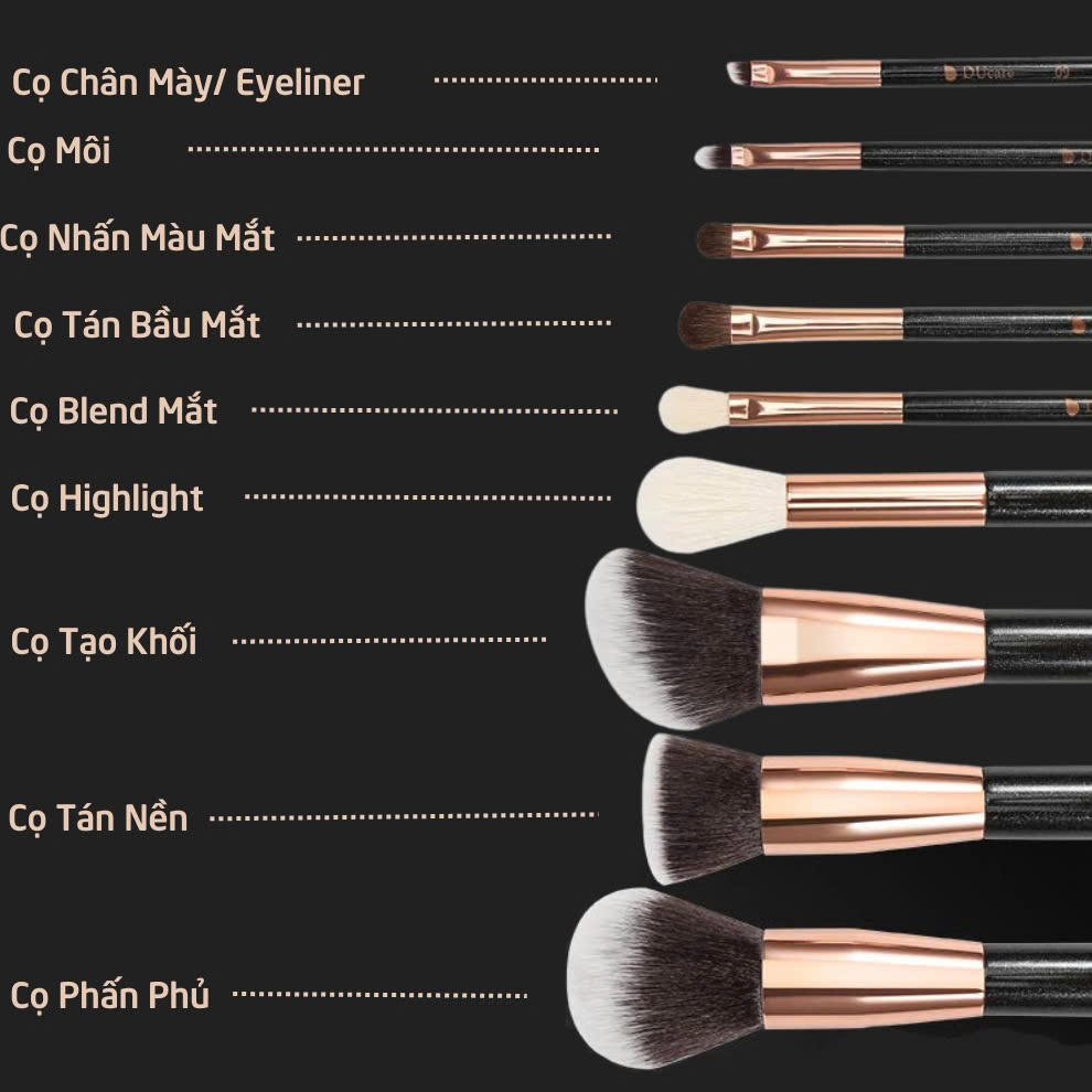 Bộ Cọ Cá Nhân 9 Cây DUCARE Brush Makeup