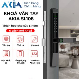 Khóa vân tay AKIA SL108 dành cho cửa nhôm Xingfa - Mở khóa vân tay, Mật khẩu, Thẻ từ, Ứng dụng TTLock, BH 24 Tháng
