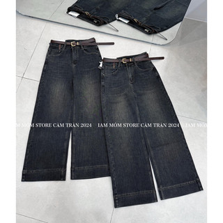Quần jean suông đậm kèm đai 95cm