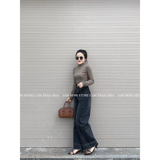 Quần jean suông đậm kèm đai 95cm