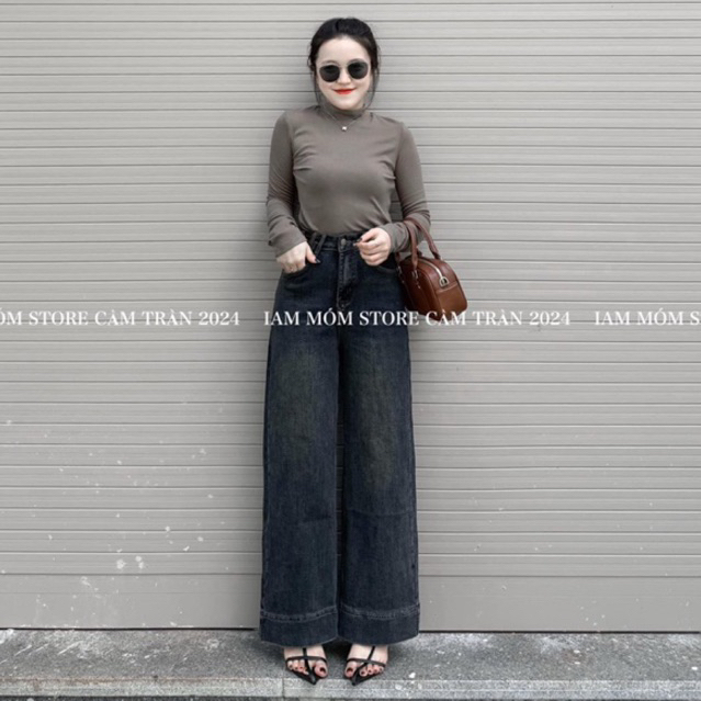 Quần jean suông đậm kèm đai 95cm
