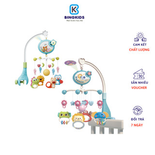 Đồ chơi treo nôi cũi xoay 360 có nhạc, máy chiếu hình ảnh và gặm nướu cho bé