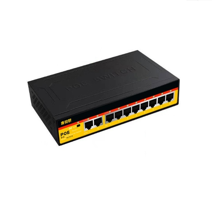 Switch POE 8 cổng WLT016 tốc độ 100Mbps, Switch 8 cổng dùng cho camera POE