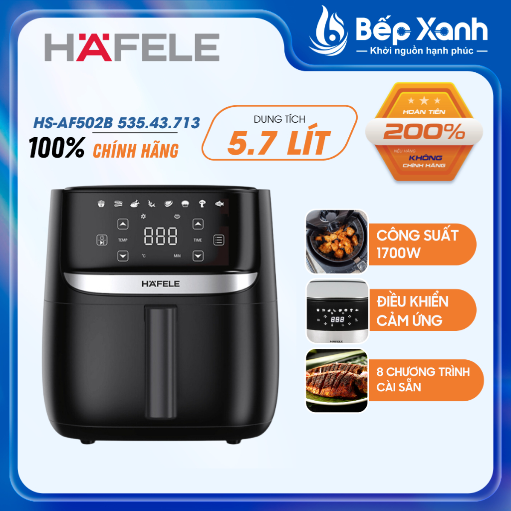 Nồi chiên không dầu Hafele HS-AF502B (535.43.713) 5.7 lít - Bảo hành 1 năm