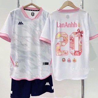 Áo Đá Bóng, Đồ Đá Banh Không Lôgô MK Màu Hồng Trắng Có In Tên Số - Sport Shop