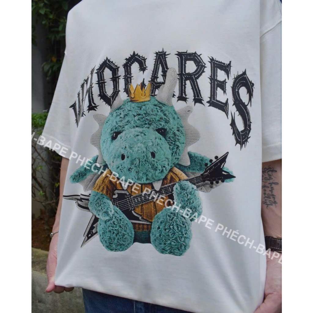 ÁO THUN WHO CARES ROCK GRAGON FORM RỘNG NAM NỮ UNISEX VẢI COTTON DÀY DẶN CAO CẤP 280GSM - BAPE PHẾCH
