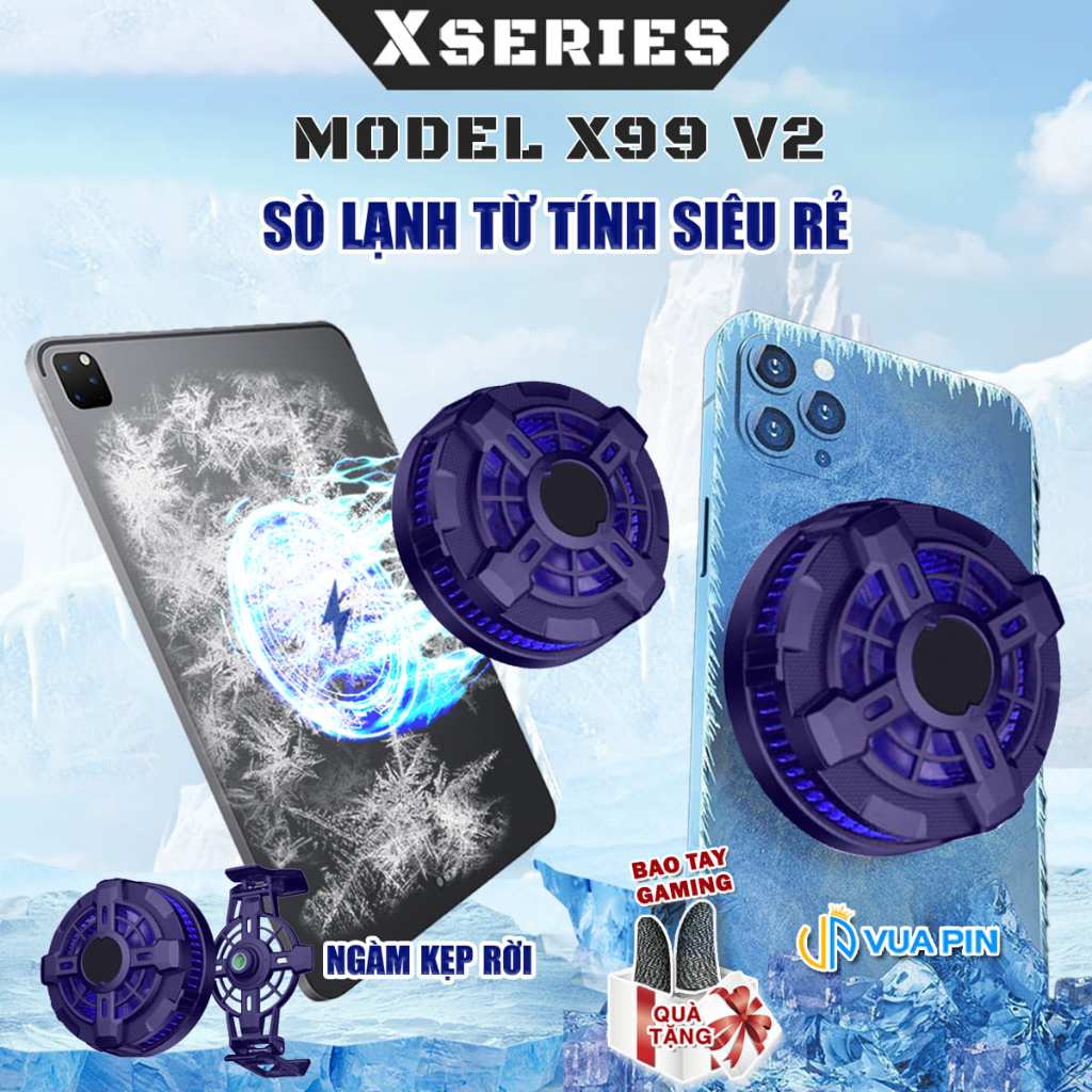 Tản nhiệt điện thoại máy tính bảng X99 V2 / X65 / X12 Plus quạt sò lạnh từ tính hỗ trợ Livestream