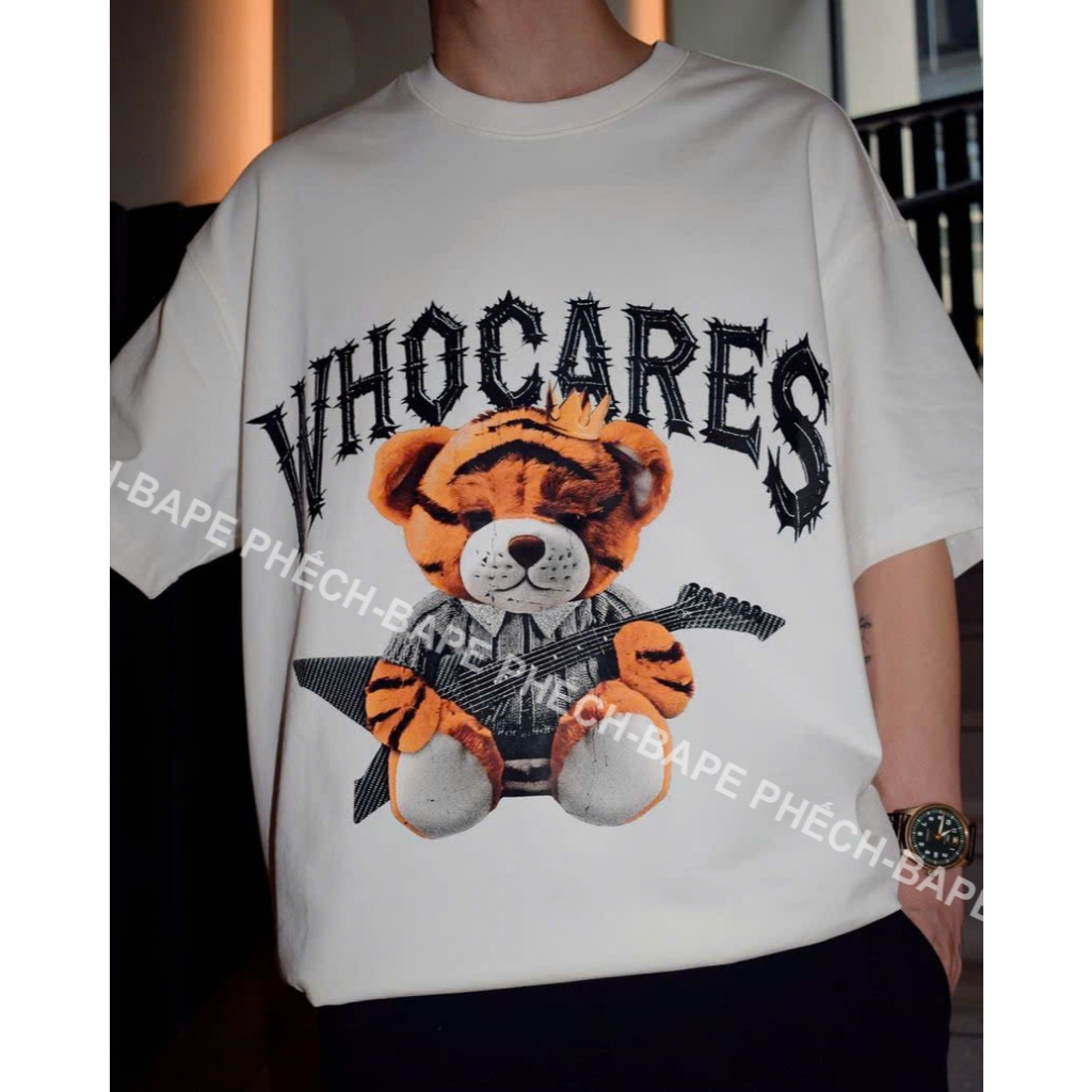 ÁO THUN WHO CARES ROCK TIGER FORM RỘNG NAM NỮ UNISEX VẢI COTTON DÀY DẶN CAO CẤP 280GSM - BAPE PHẾCH