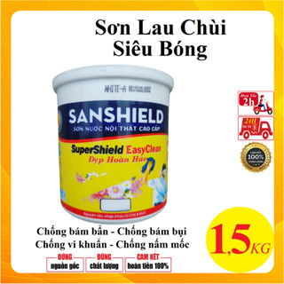 1,5kg Sơn Siêu Bóng SuperShield EasyClean lau chùi trong nhà, kháng khuẩn, chống bám bụi, chống nứt.