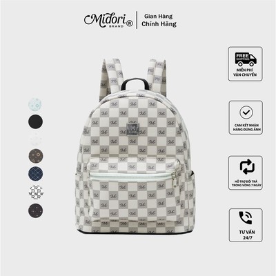 Balo da PU Season 9 đi học thời trang Nam nữ trượt nước đựng laptop Local Brand Midori M Studio