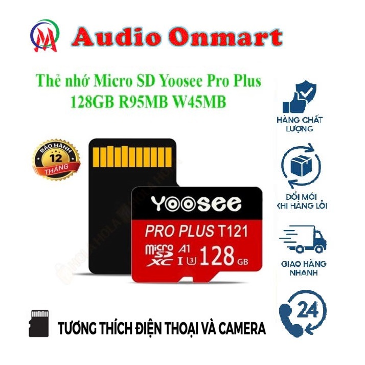 Thẻ Nhớ 128GB Yoosee - Speed 90MB/S - Full Box Tương Thích Điện Thoại Và Camera