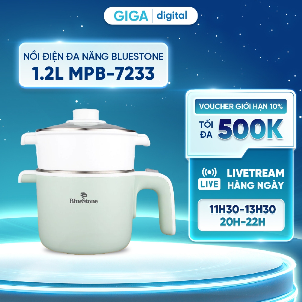 Nồi điện đa năng BlueStone 1.2 lít MPB-7233 - Nấu và hấp đồng thời
