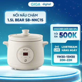 Nồi Nấu Chậm 1.5L Bear SB-NNC15 - Phiên bản tiếng Việt - Dễ sử dụng - 6 chức năng nấu sẵn
