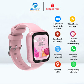 Đồng hồ thông minh Manigo CW34 Lắp sim 4G Nghe Gọi Định vị Cảnh báo nguy hiểm cho bé Chống nước PX7 BH 1 Năm
