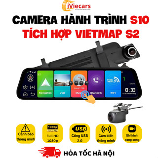 Camera hành trình gương ô tô Vietmap S2 FHD, Camera S10 hành trình Iviecars kết nối điện thoại từ xa, quan sát từ xa qua