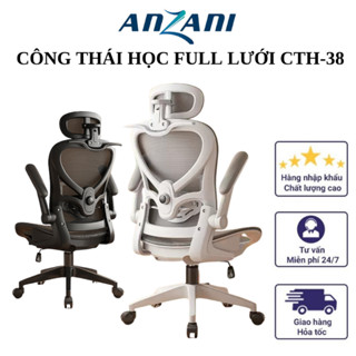 Ghế Xoay Văn Phòng, Ghế Công Thái Học CTH38 Full Lưới, Gật Gù Lưng, Tay Gạt 90 độ