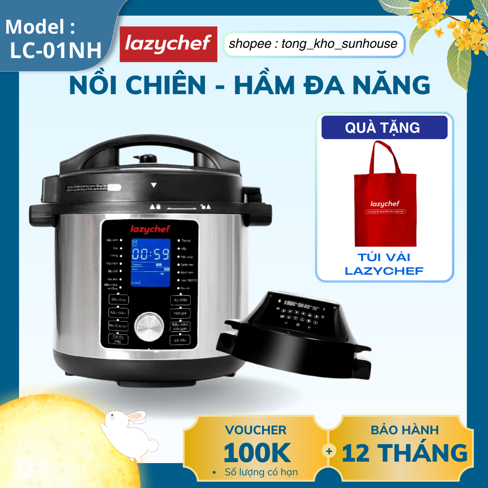 NỒI ÁP SUẤT ĐIỆN ĐA NĂNG LAZYCHEF 16IN1 BẢO HÀNH CHÍNH HÃNG 12 THÁNG