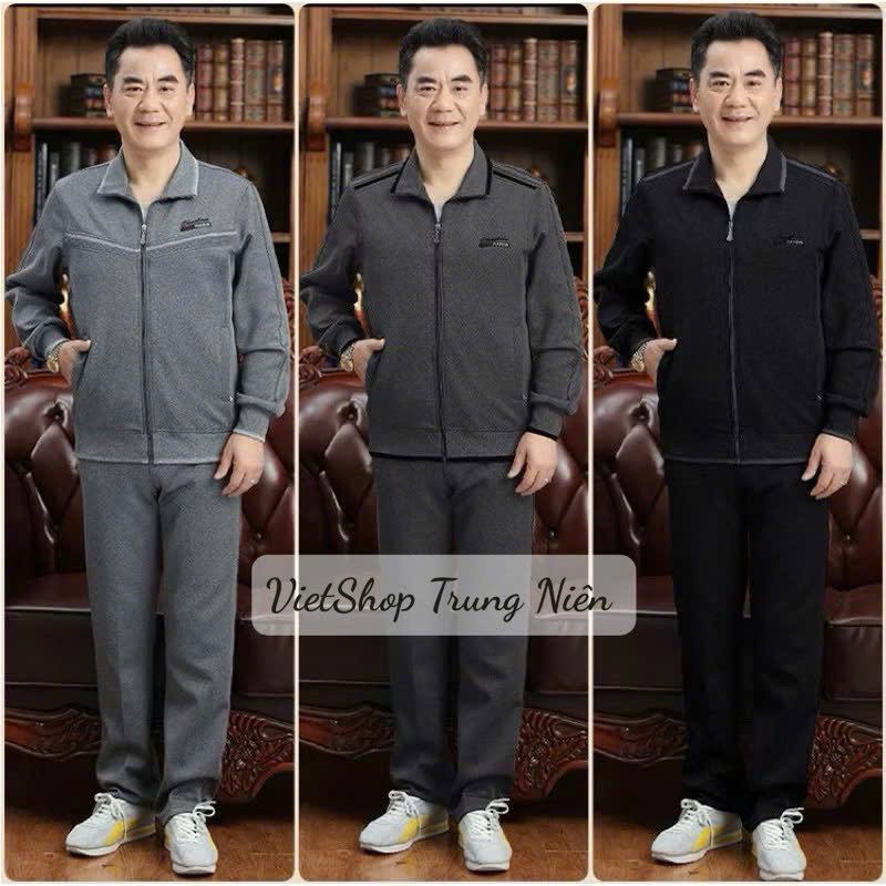  Bộ Quần Áo Nỉ Nam Trung Niên Trung Tuổi Tặng Bố Hàng Quảng Châu Chất Dày Mịn Đẹp 