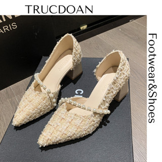 Giày cao gót 5cm mũi nhọn đế vuông kiểu dáng công sở 2024 FULLBOX QCC