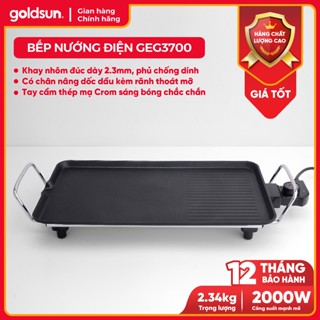 Bếp nướng điện goldsun GEG3700 công suất 2000W nhôm đúc dày, phủ chống dính có rãnh thoát dầu mỡ- BH 1 năm