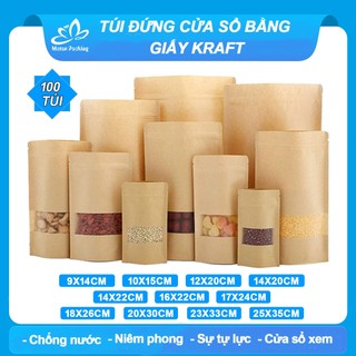  100 túi Zip giấy Kraft nâu túi đựng thực thẩm đựng hạt Full Size -Mstarpacking 