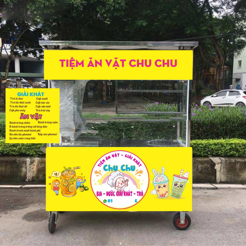 Decal dán xe Bánnh Mì, Trà sữa, nước ép,Xôi, Hủ tiếu, Bánh tráng trộn ... thiết kế theo yêu cầu