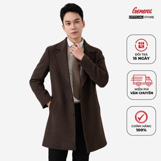 Áo khoác dạ nam dáng dài GENEROS áo măng tô sọc caro kiểu Hàn Quốc vintage form Regular cao cấp 030124063MFBS
