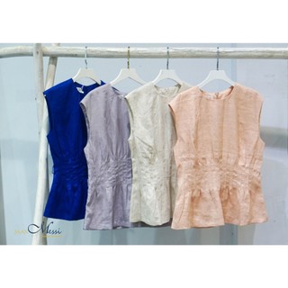 Áo linen tưng MaxMessi Premium Collection Abigail chít eo thắt dây lưng